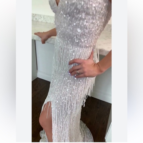 Jovani Beaded Fringe Dress - Picture 2 of 16
